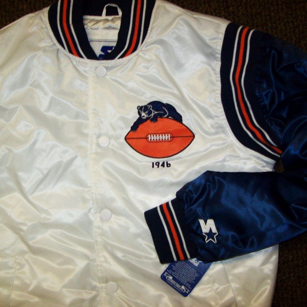 CHICAGO BEARS Starter WHITE & BLUE Jacket 3X 4X - Picture 12 of 12